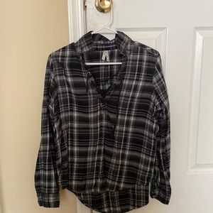 cross tie black plaid shirt